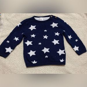 H&M 12-18 Month Knit Navy Blue and White Star Sweatshirt